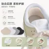 Beige sports shoes with a hole repair at the heel, breathable, lightweight, casual and versatile full image
